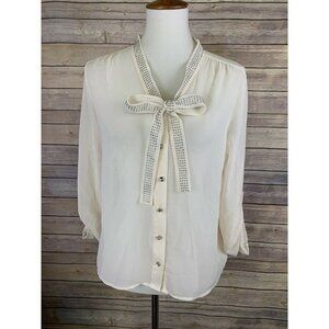 Studio Y Maurices NWT M Tie Collar Blouse Sheer